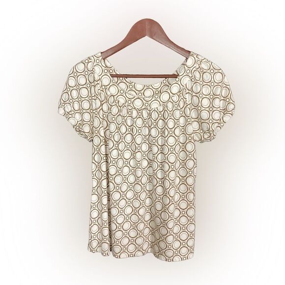 Hannah Blouse Women’s M Brown Round Neck Casual Contemporary Top Lightweight - Picture 1 of 10